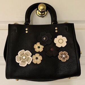 Coach Rogue 25 Leather Satchel with Tea Roses Black NWOT